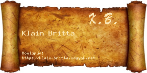 Klain Britta névjegykártya